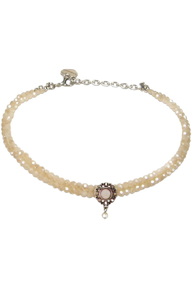 Damen Kropfkette aus Perlen - taupe