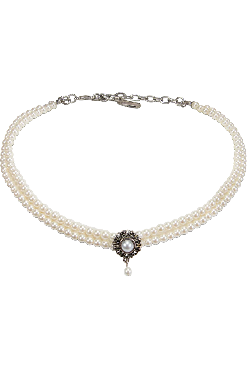 Damen Kropfkette aus Perlen - creme