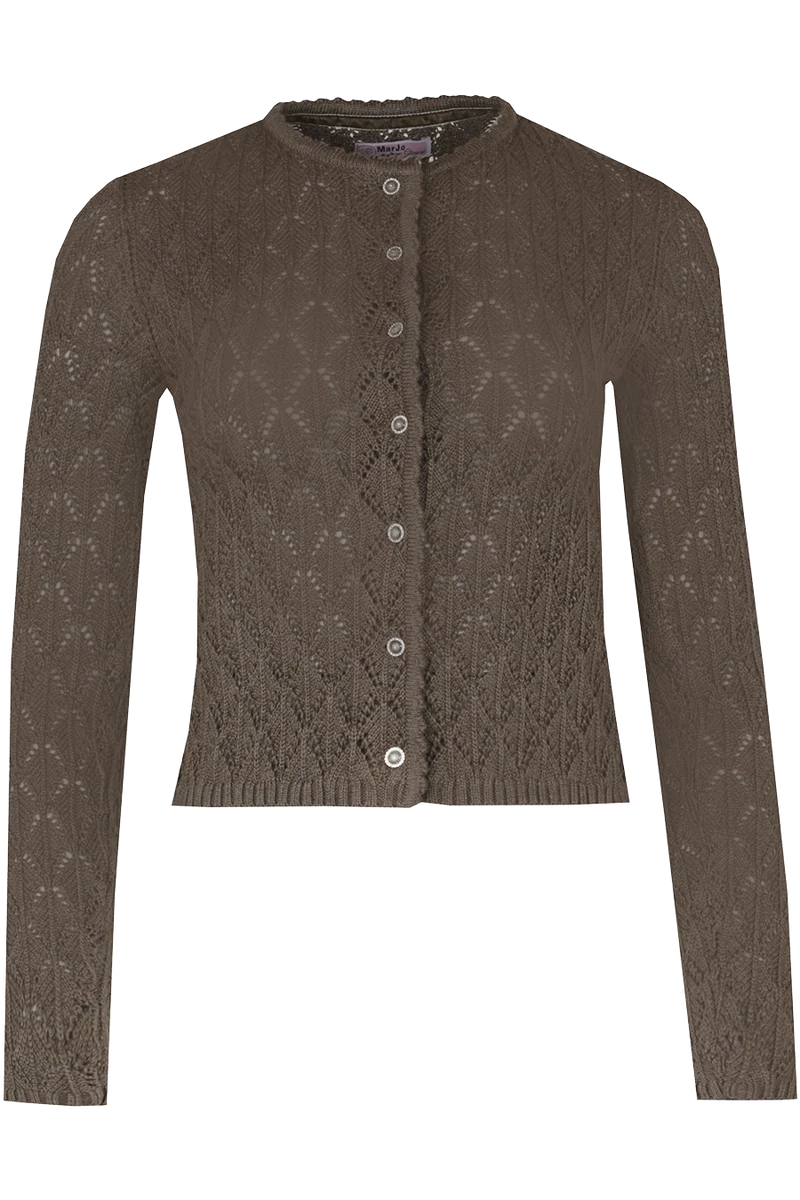 Damen Dirndljacke mit Ajourmuster und Strassknöpfen - teak