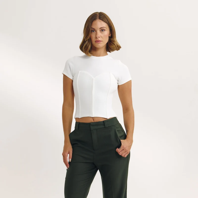 Korsett-T-Shirt - Weißgrau