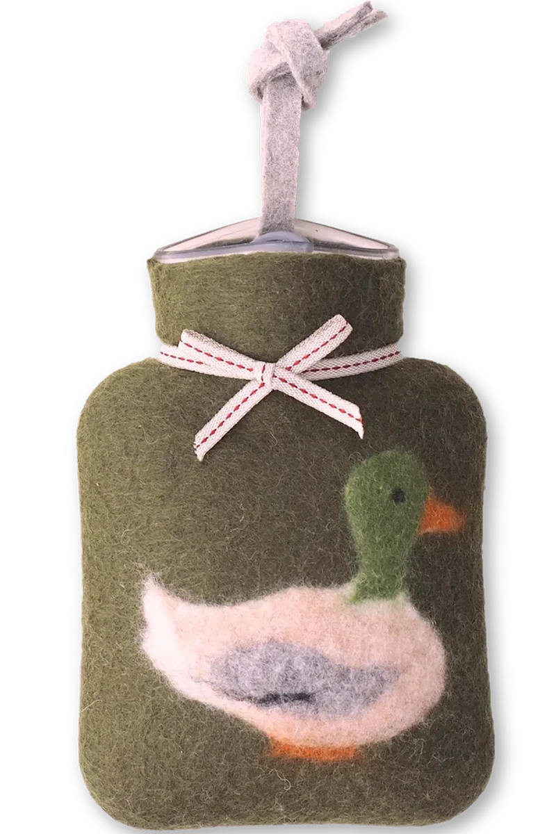 Wollfilz-Mini-Wärmflasche mit Stockente - green earth