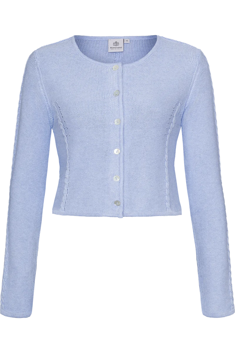 Damen Trachten-Strickjacke kurz - hellblau