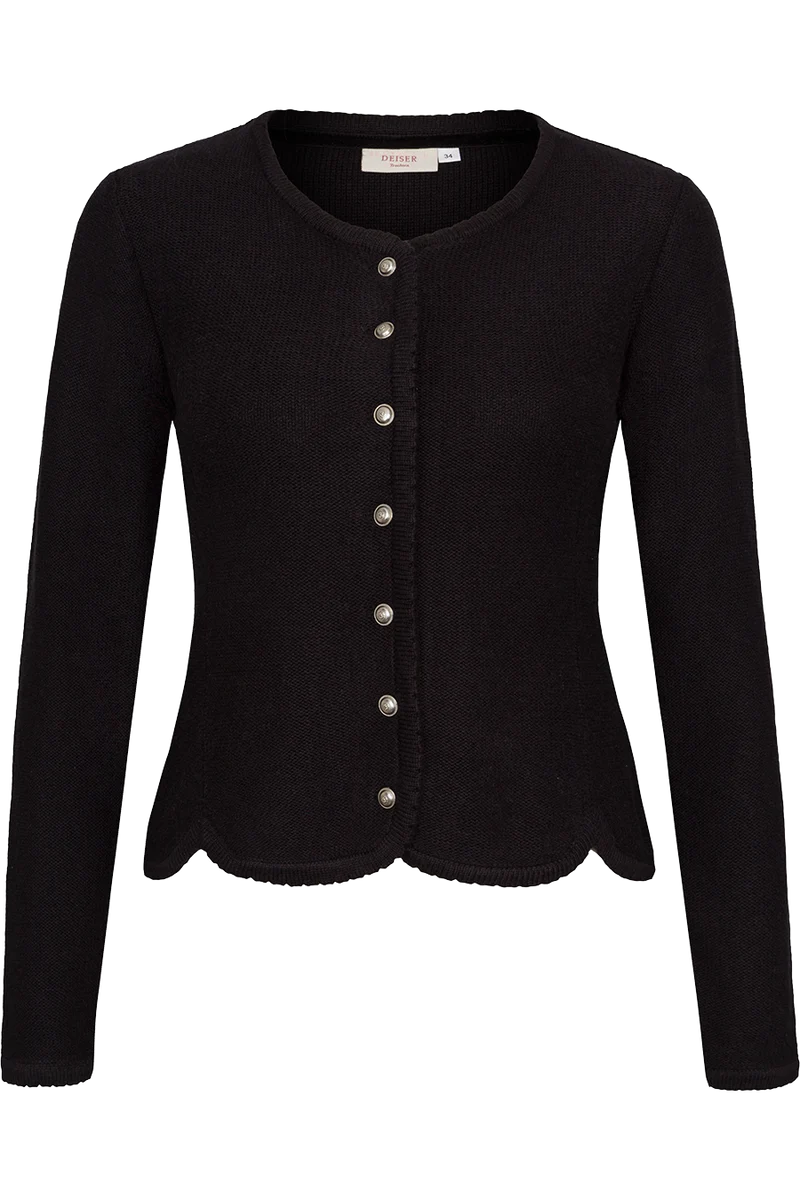 Damen Dirndljacke Strickjacke tailliert - schwarz