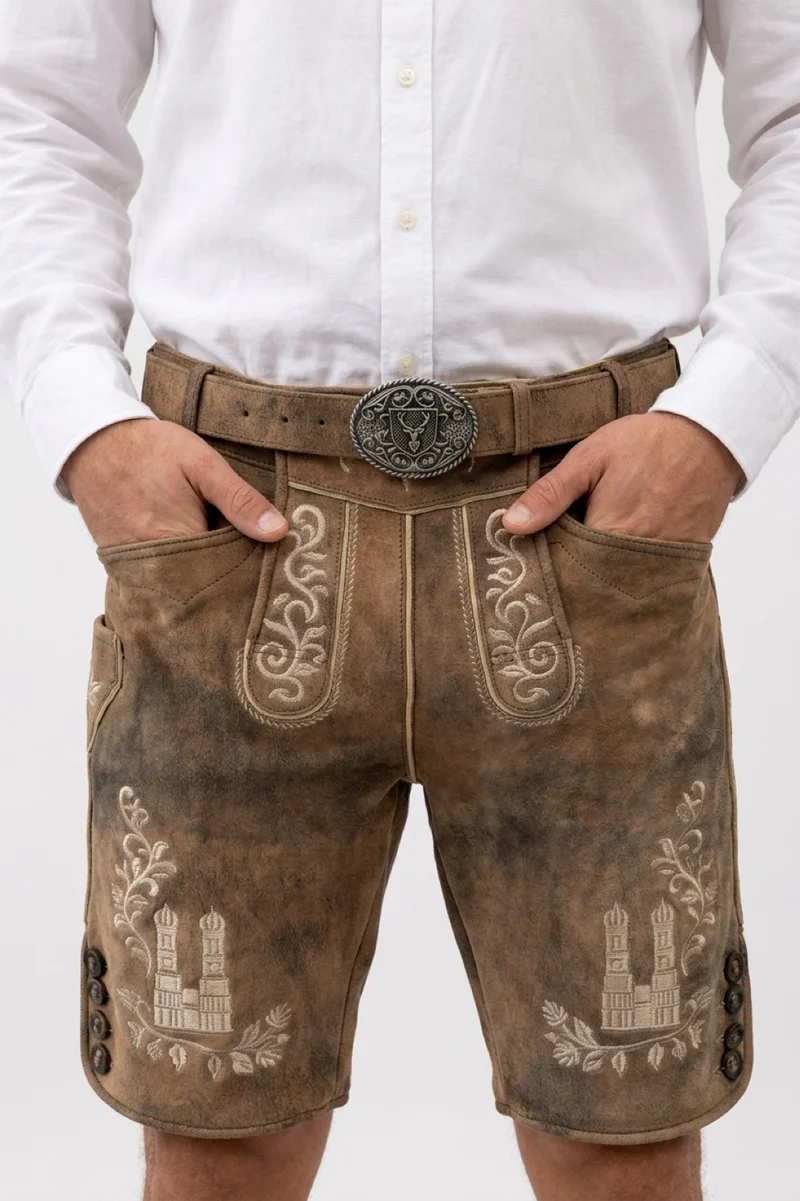 Lederhose Liga di Bavaria Luxury Collection "Daheim in München" Camel TD01
