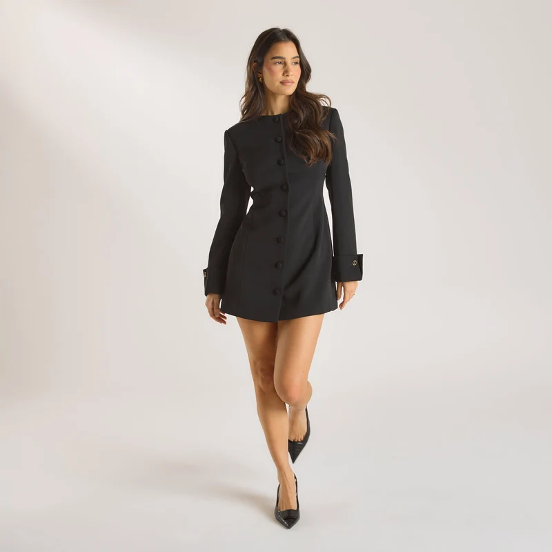 Strukturierter Kleid - Schwarz
