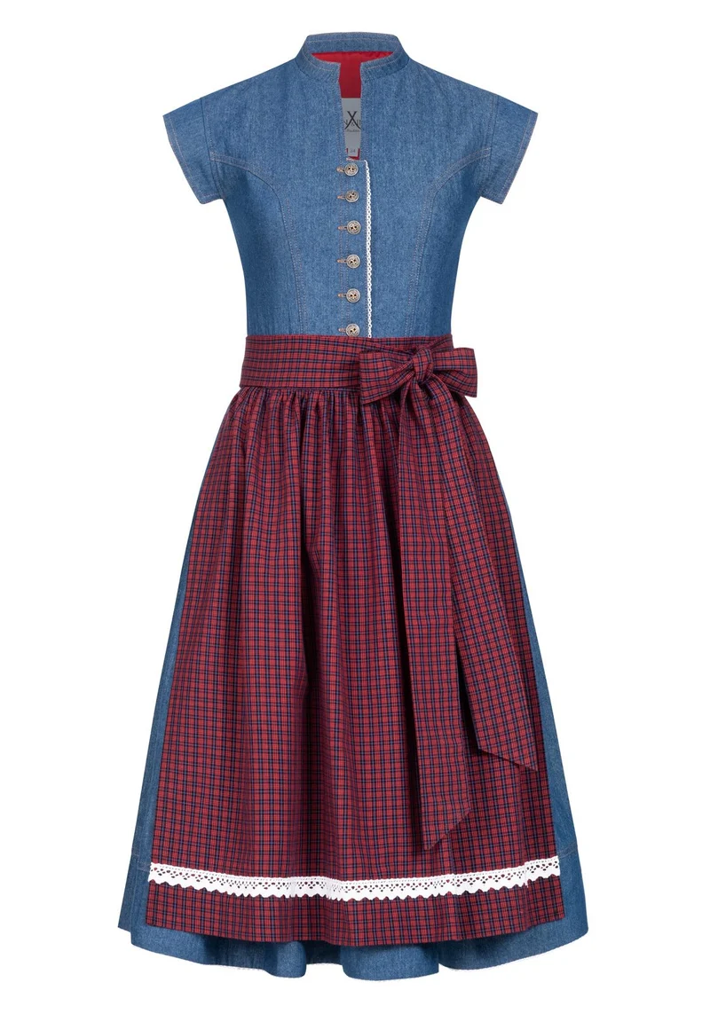 JEANS DIRNDLKLEID MITTELBLAU/ ROT