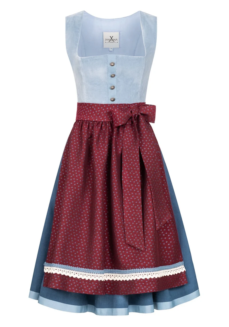SAMT-JACQUARD DIRNDL KORNBLUME/ GRANAT
