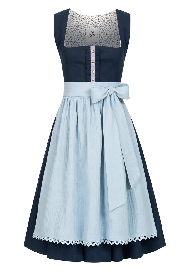 LEINEN DIRNDL TRADITIONAL MARINE/ HELLBLAU