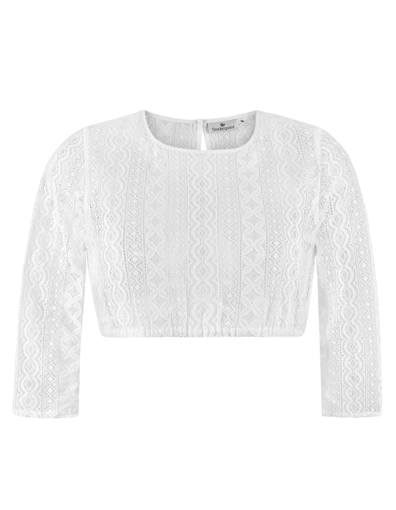 Lace Round-Neck Dirndl Blouse with 3/4 Sleeve