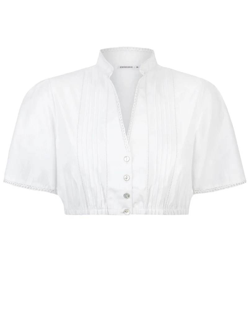Cotton Pin Tuck V-neck Blouse
