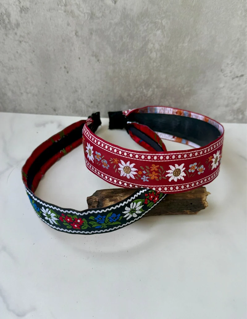 Embroidered Edelweiss Ribbon Headband