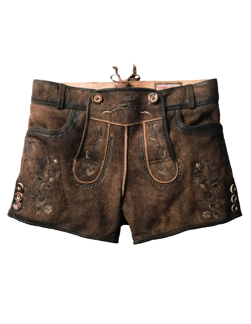 Women's Stone Washed Lederhosen Shorts