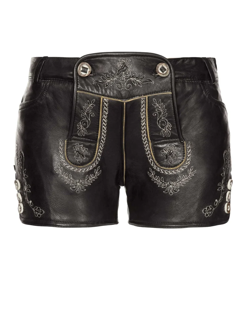 Women's Black Nappa Lederhosen Shorts