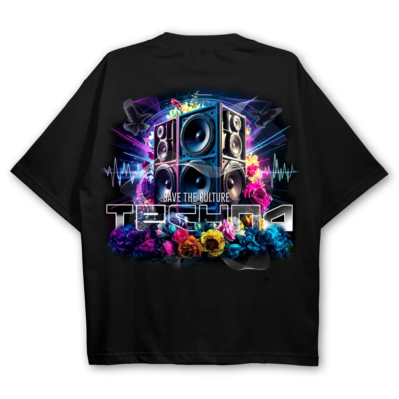 futuristisches Techno T-Shirt Oversized (Backprint)