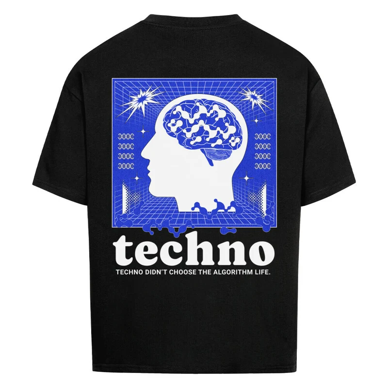 "Oldschool Technohead" Oversize Shirt (Backprint) | Techno Outfit