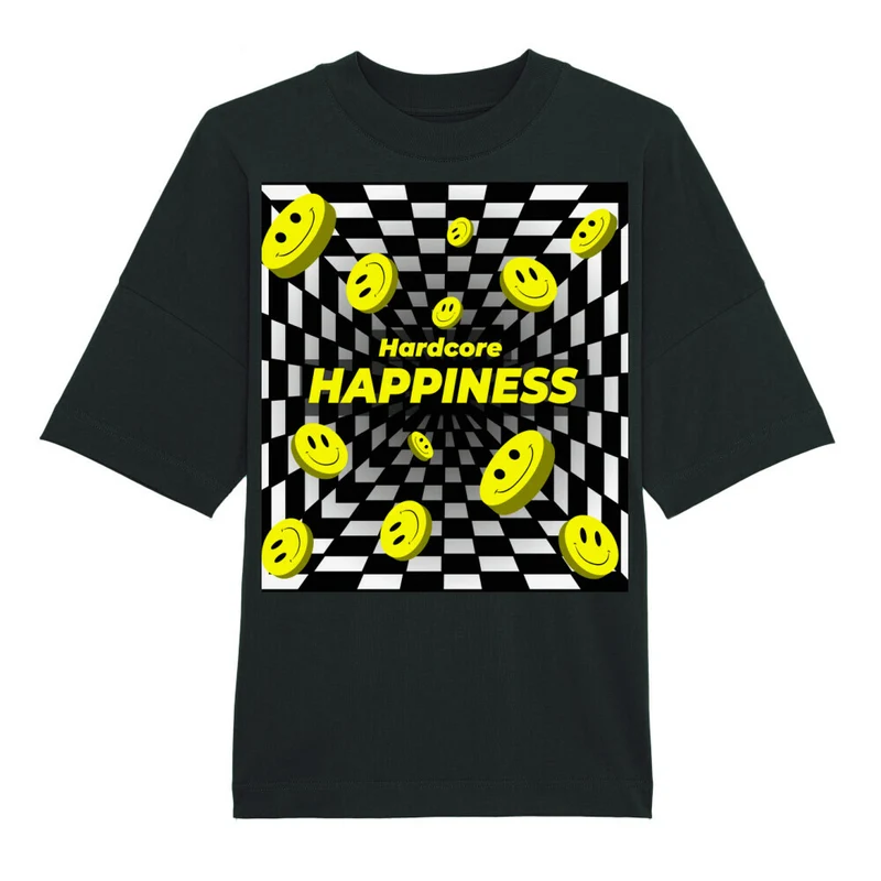 "Hardcore Happiness" Oversize Techno T-shirt (Doubleprint)