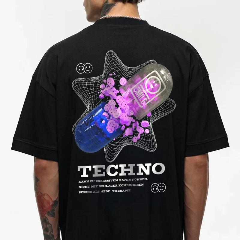 "Techno Pill" Techno Oversized Shirt (Backprint)