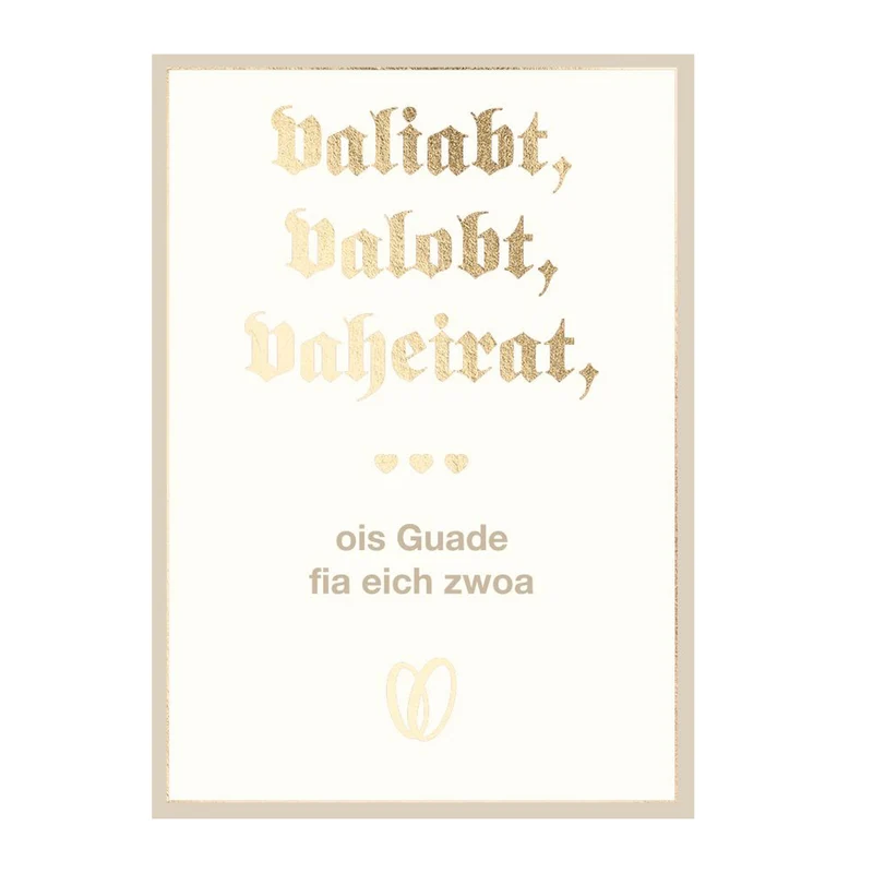 Glückwunschkarte Hochzeit "valiabt, valobt, vaheirat"