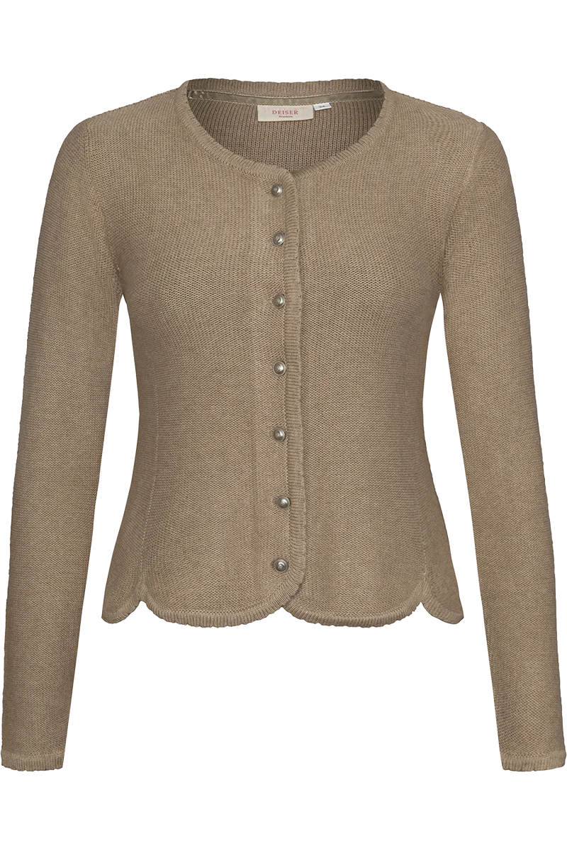 Damen Dirndljacke Strickjacke tailliert - taupe