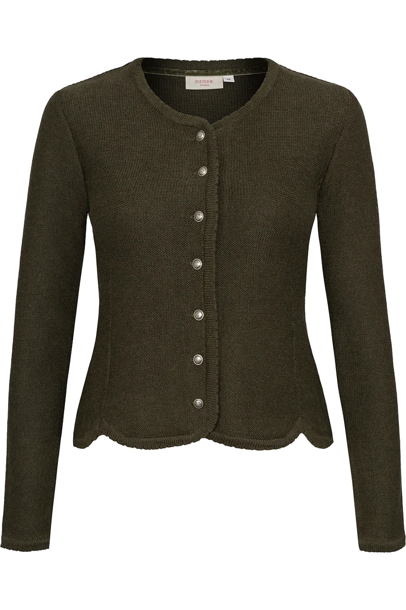 Damen Dirndljacke Strickjacke tailliert - olive
