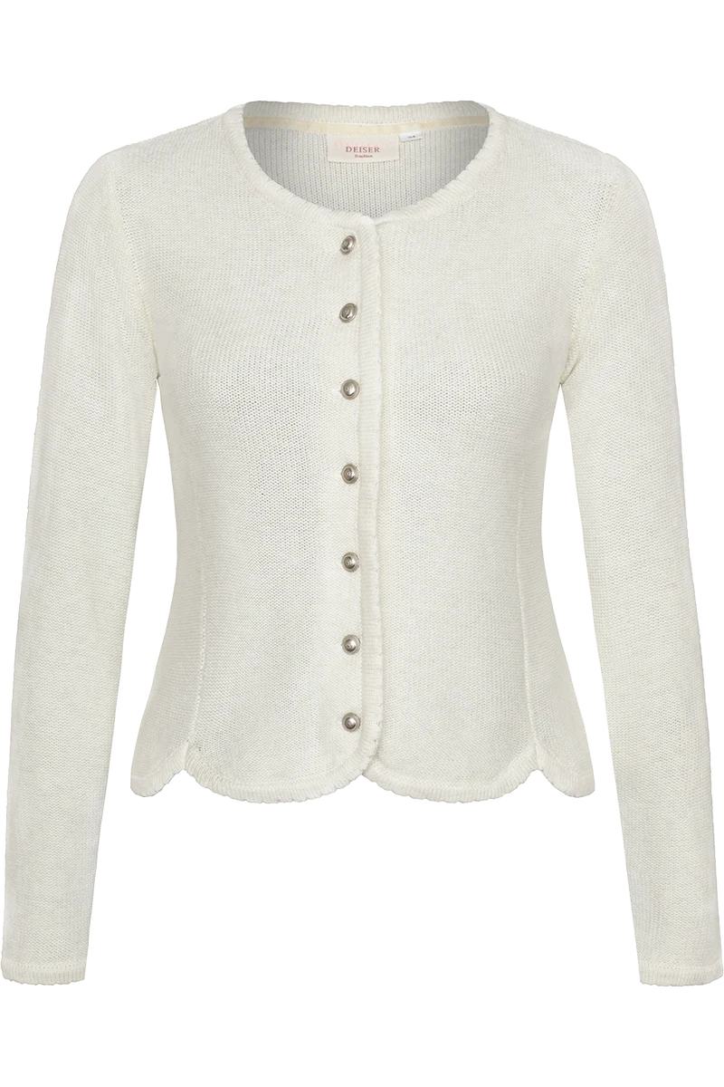 Damen Dirndljacke Strickjacke tailliert - creme