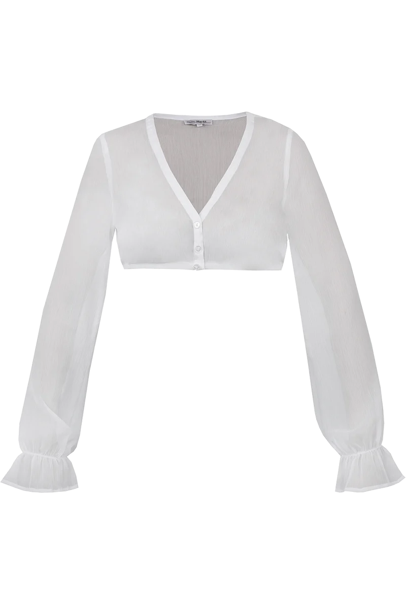 Dirndlbluse mit weiten Ärmeln - offwhite