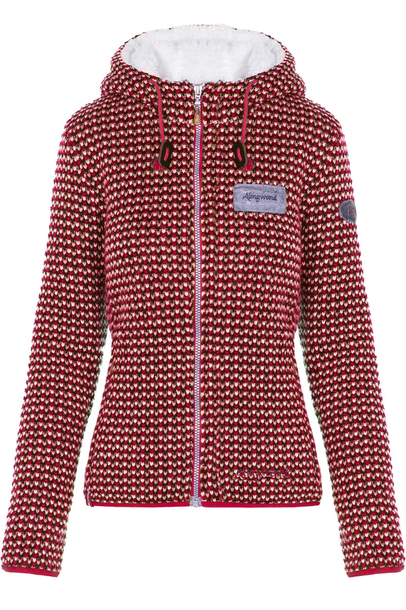 Damen Outdoorjacke Alpiner Lifestyle mit Kapuze - rot beige