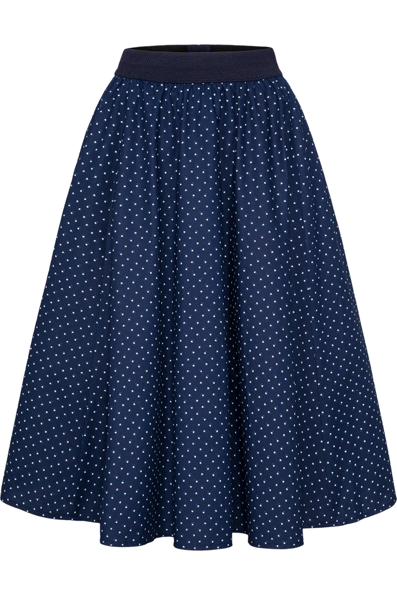 Langer Damen Baumwollrock mit Gummibund - marine