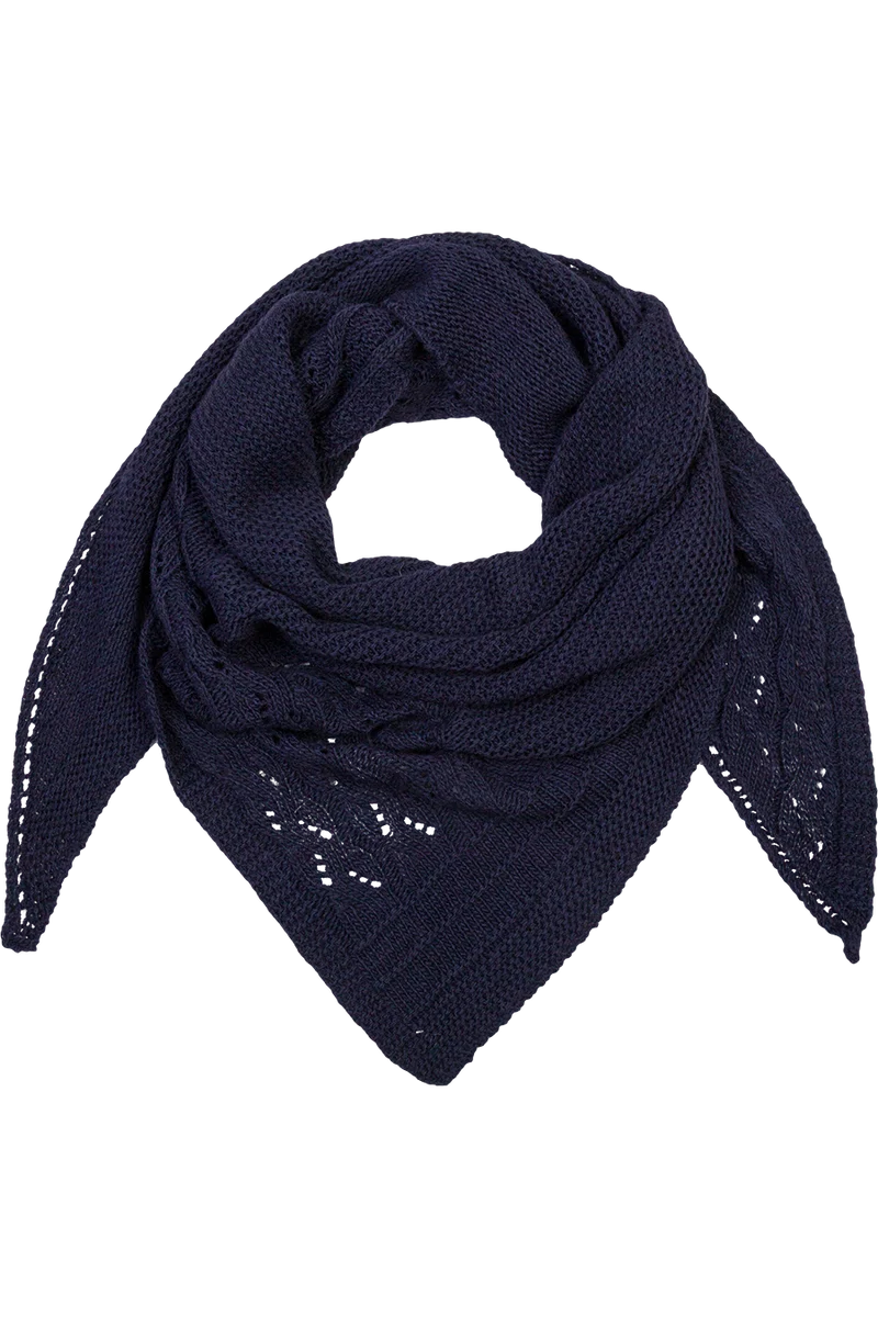 Damen Trachtenstola Dreiecks-Stricktuch mit Wollanteil - marine
