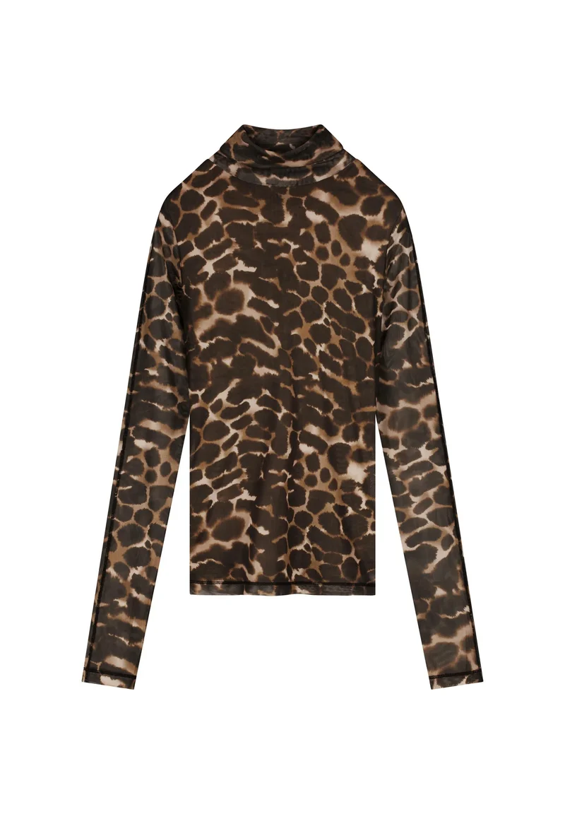 Mesh Langarmshirt Animalprint