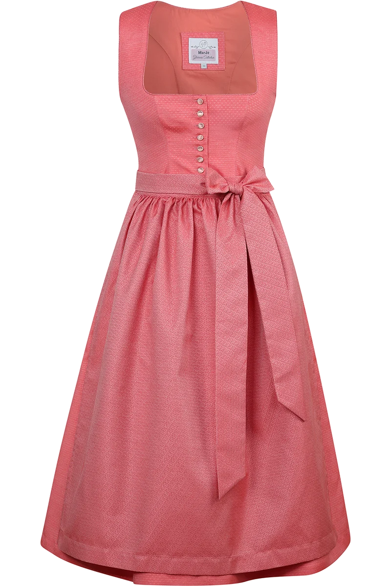 Midi-Dirndl mit Pünktchenmuster - koralle