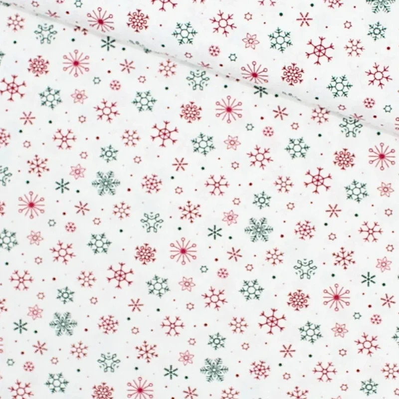 Popeline Stoff Weihnachtsstoff Schneeflocken und Sterne