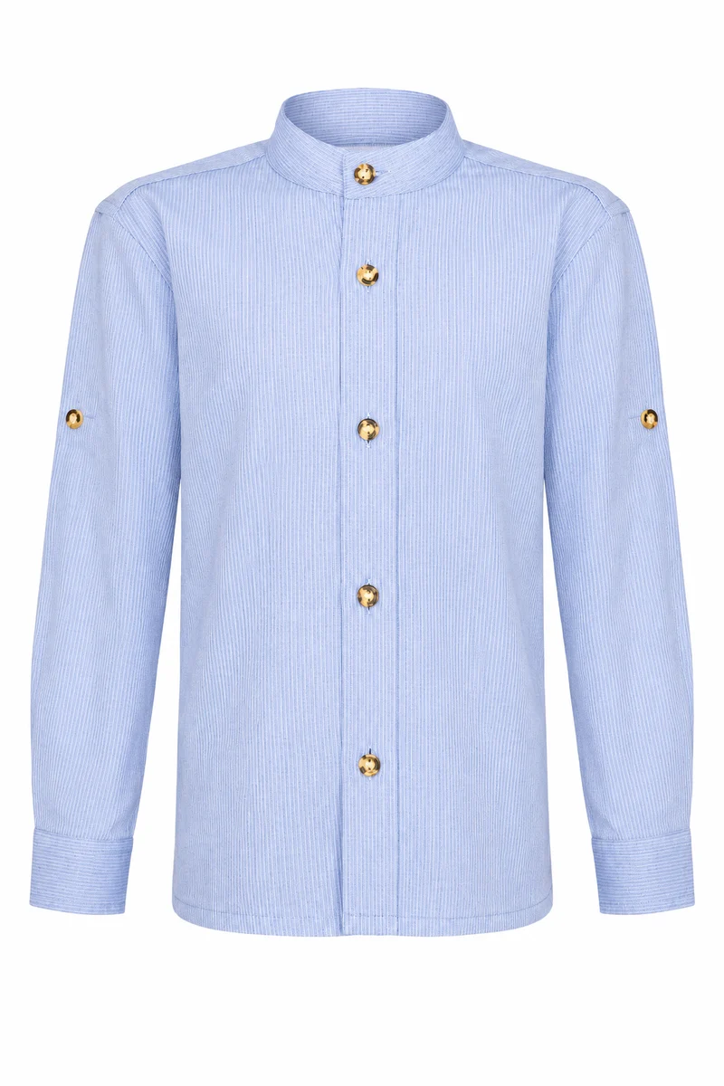 Herren Trachtenhemd blau mit Stehkragen