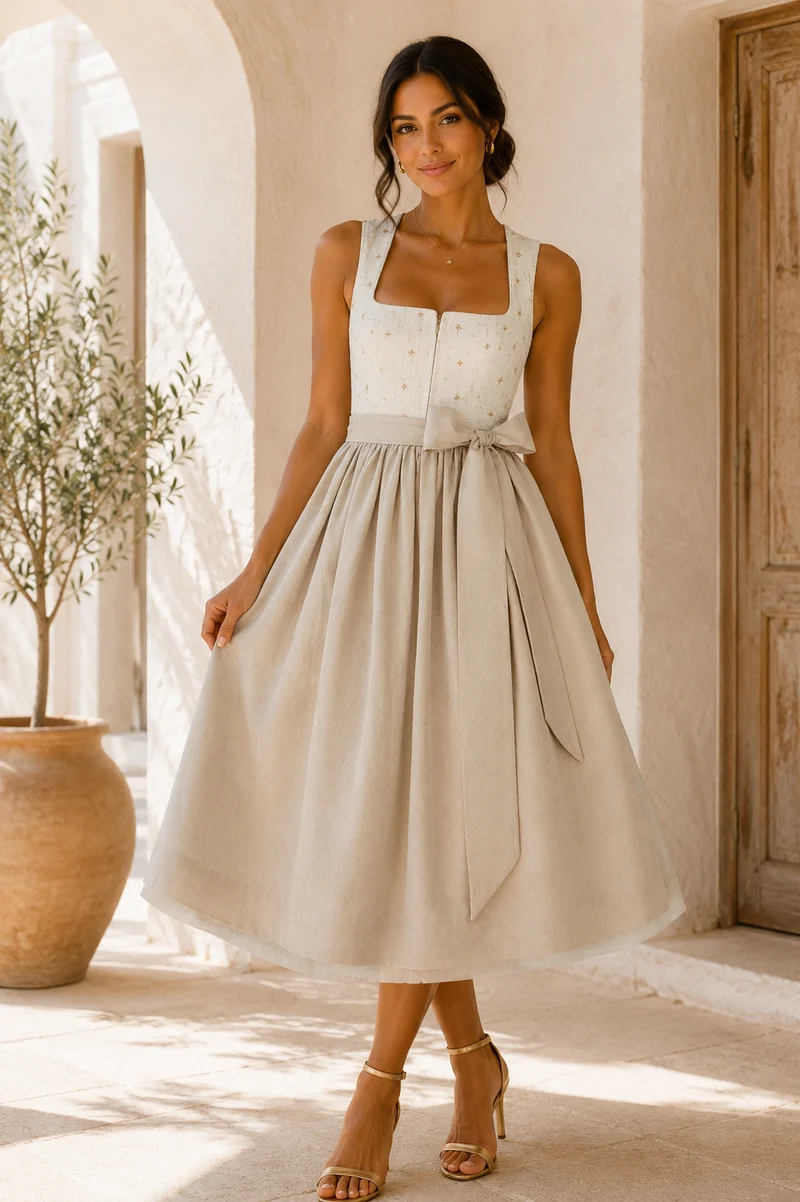 Cremefarbenes Dirndl Paloma Perle – 75 cm | LIGA DI BAVARIA