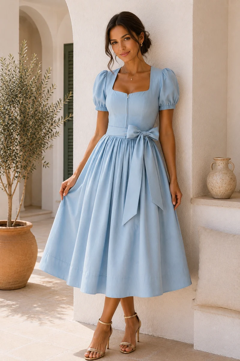 Baby Blue Dirndl Ingrid mit Cord – 72 cm | LIGA DI BAVARIA