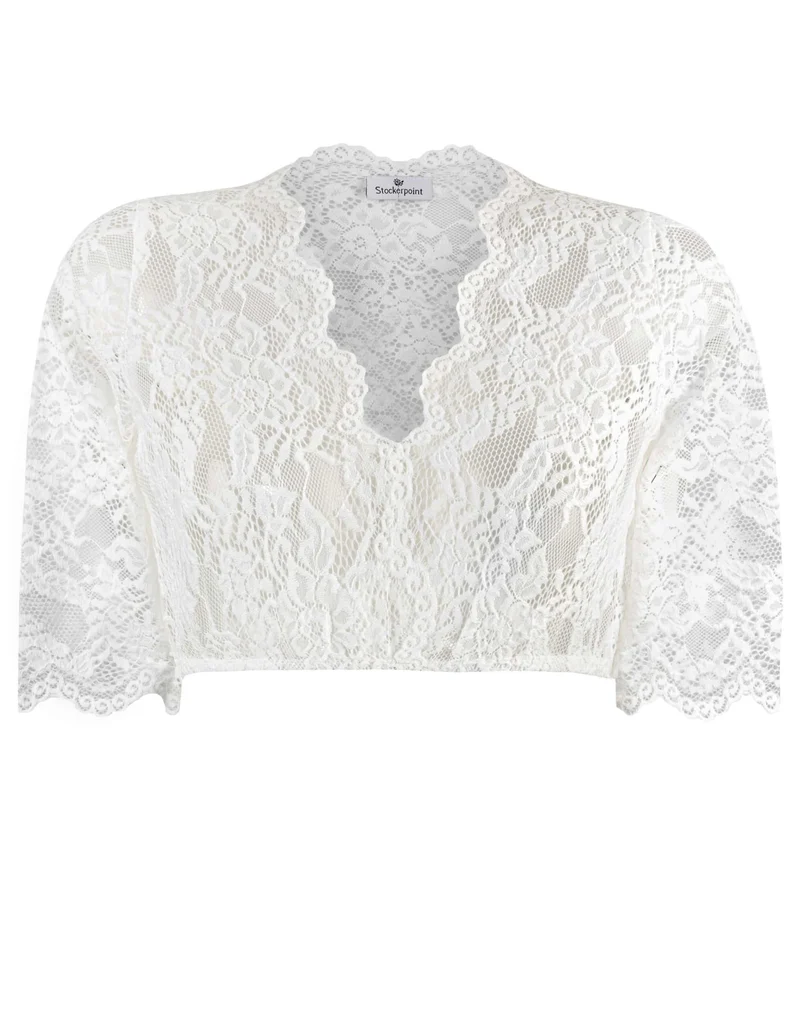 Scalloped V-Neck Lace Dirndl Blouse
