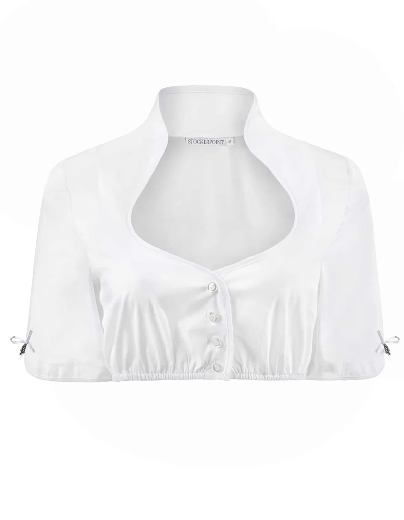 High Collar Dirndl Blouse with Straight Sleeves