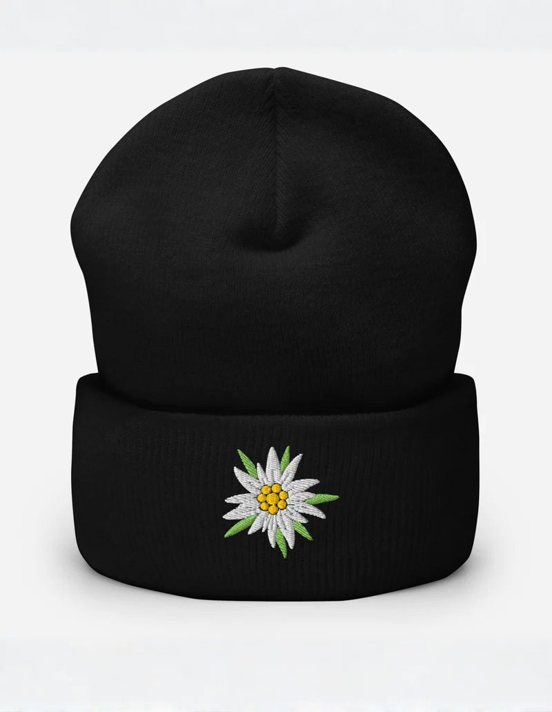 Embroidered Edelweiss Knit Beanie