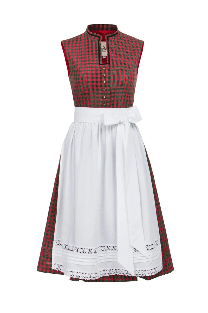 BW DIRNDL VINTAGE KARO STEHKRAGEN ROT