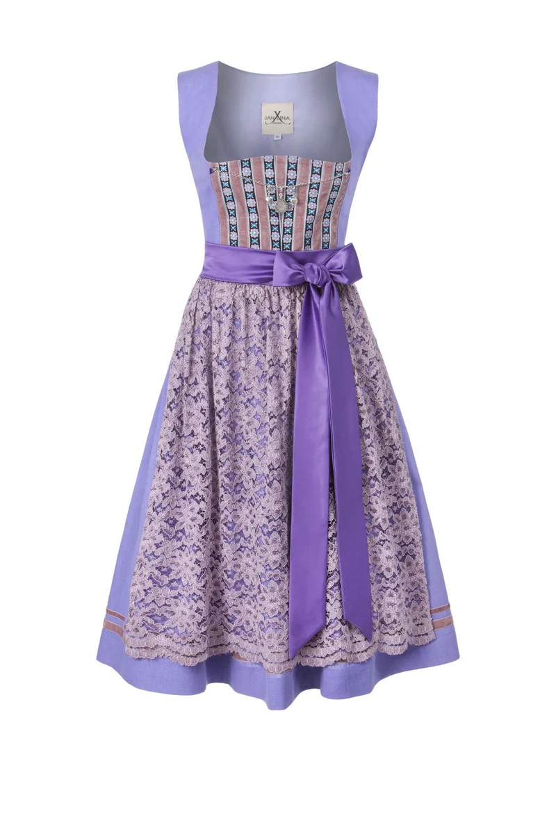 LEINEN DIRNDL TRADITIONAL MAUVE 65cm