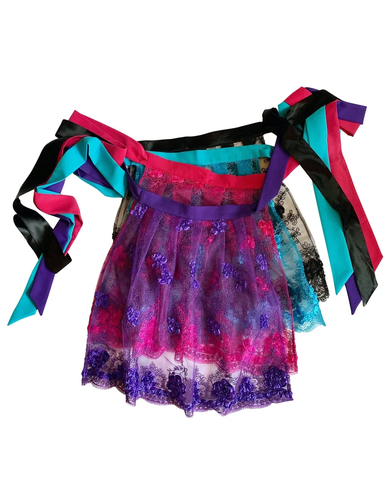 Embroidered Rosette Apron: MADE-TO-ORDER
