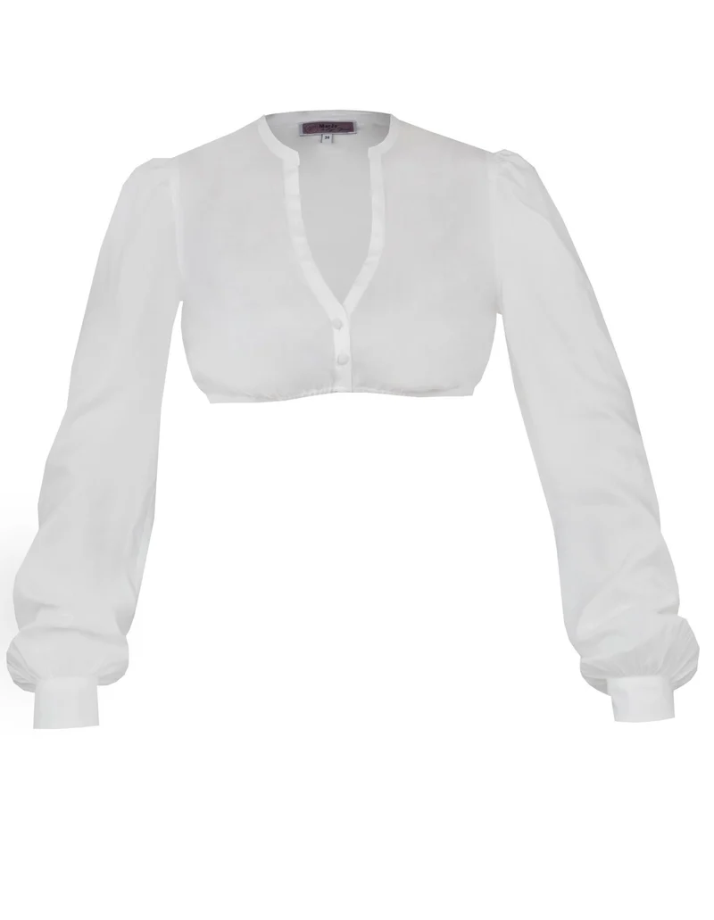 Long Puff-Sleeve Dirndl Blouse