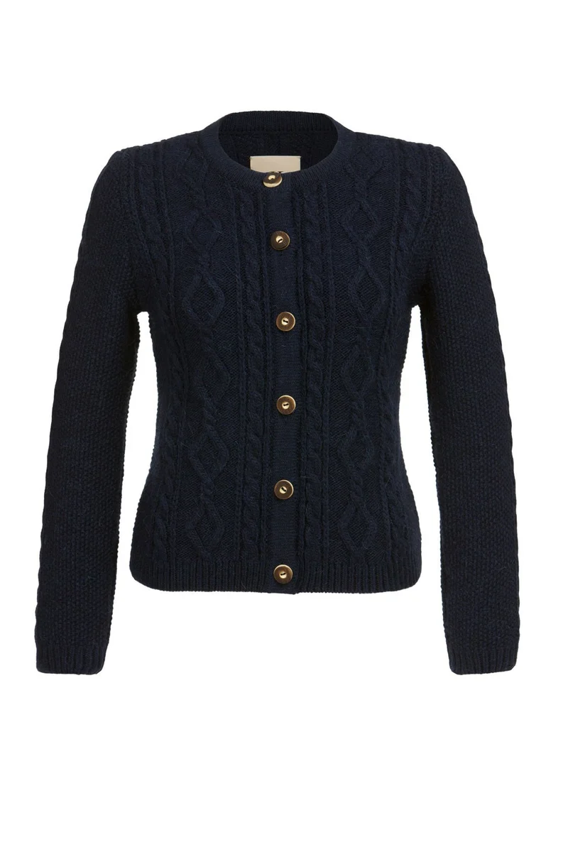 STRICKJACKE VINTAGE MIT ZOPF NAVY