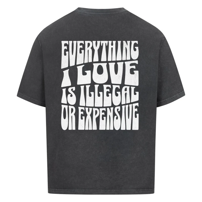 "Everything i love is illegal or expensive" Oversized Shirt
