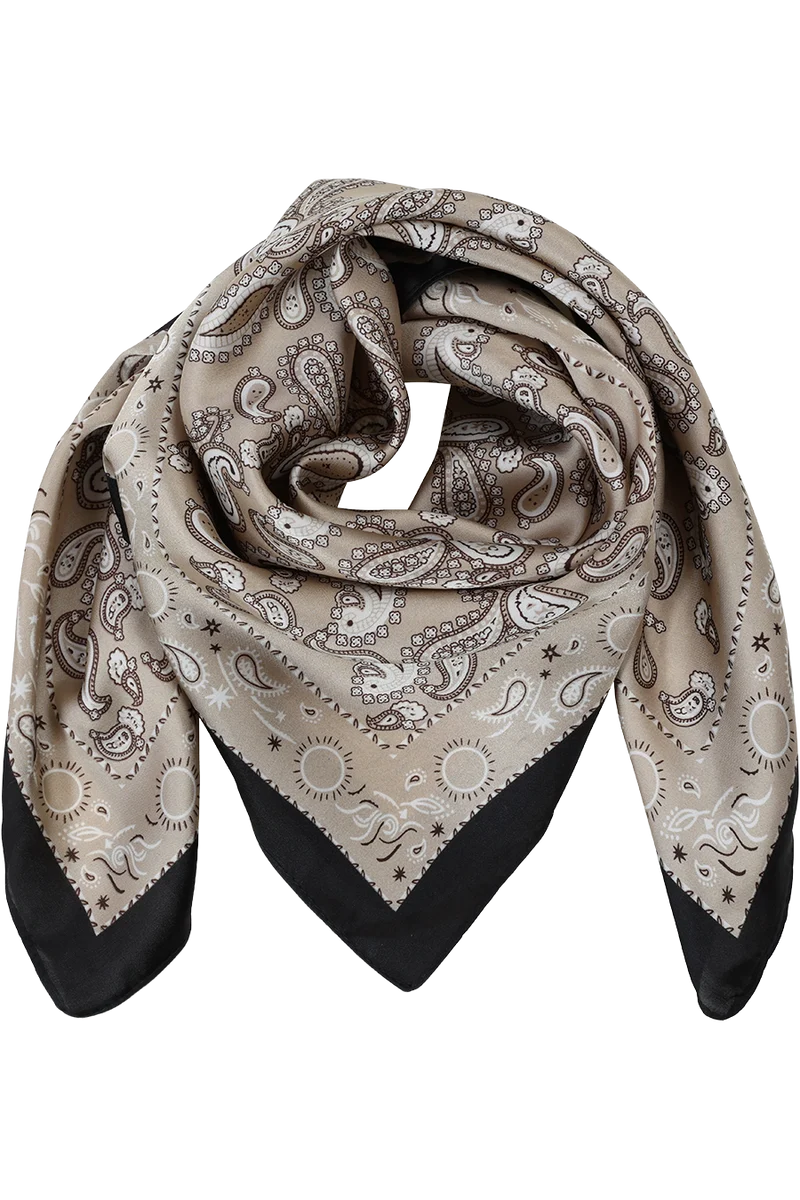 Damen Trachtentuch in Satin-Optik mit Paisleymuster - sand