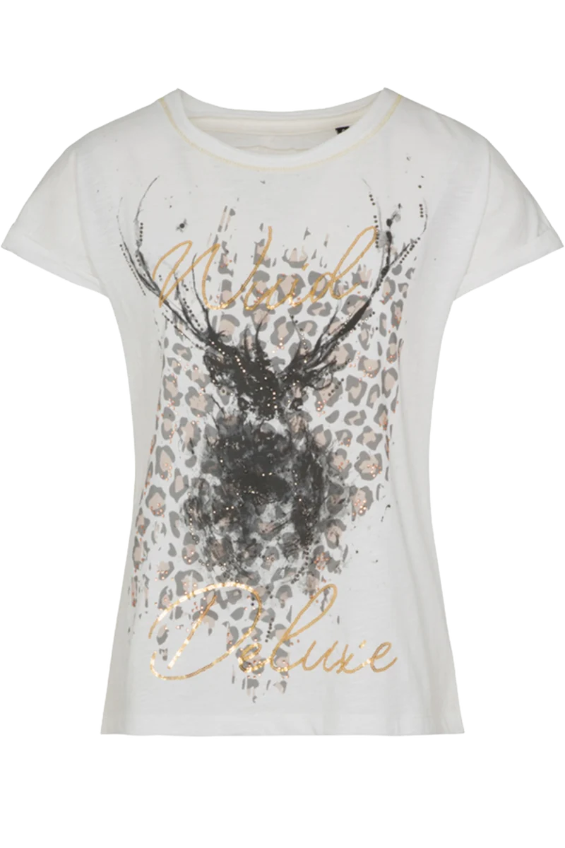 Damen T-Shirt mit Leoprint und Hirschkopf