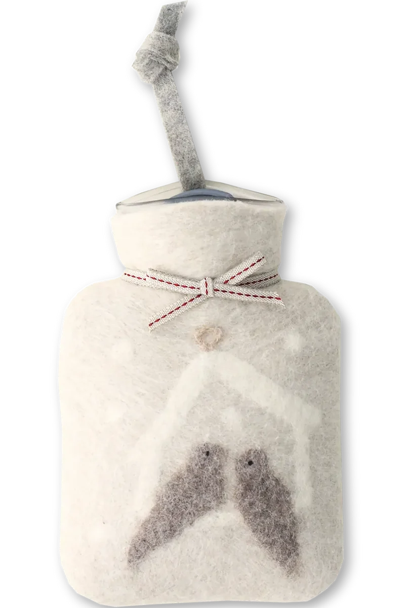 Wollfilz-Mini-Wärmflasche mit Vogelhaus