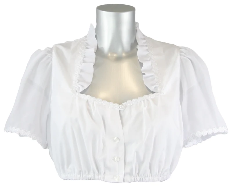 Dirndlbluse Country Line weiß mit transparenten Ärmel