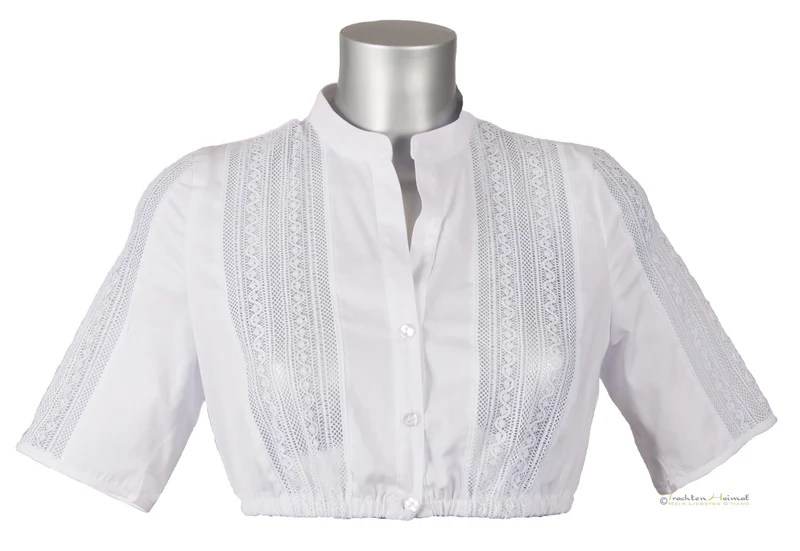 Dirndlbluse Hess hochgeschlossen weiß