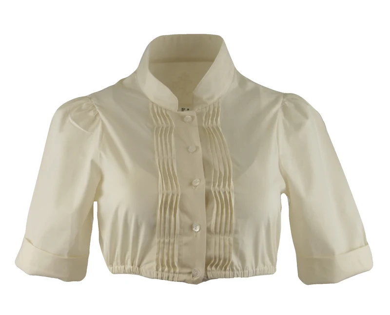 Stehkragen Dirndlbluse Marjo creme mit Knöpfen